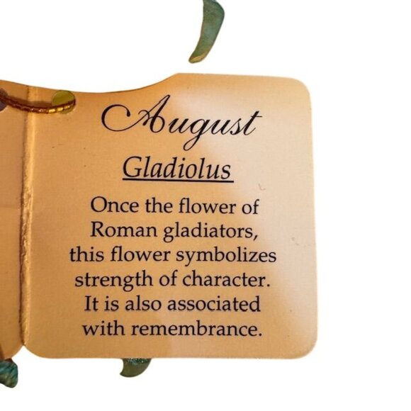 Russ Angel Of The Month August Figurine With Gladiolus Flower Glass Ornament - Picture 6 of 8